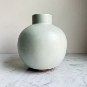 West Elm Mint Green Ceramic Vase Contemporary Modern Minimalist Farmhouse Decor